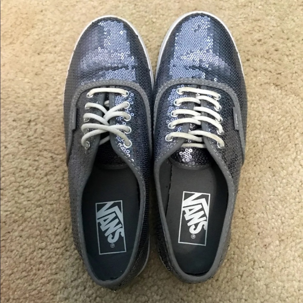 Size 7 Gray Sequin Vans